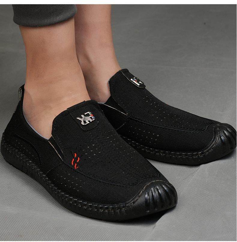 Old Beijing Cloth Shoes Men's Shoes Breathable Single Shoes Net Shoes Summer Casual Soft Sole Linen Mesh One Pedal Canvas Shoes