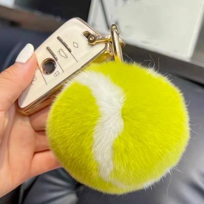 Decorazione in peluche con pallina da tennis con anello in metallo antistress, palla da spremere rotonda, giocattolo fai da te, mini portachiavi, ciondolo, zaino, ornamento, regalo di compleanno