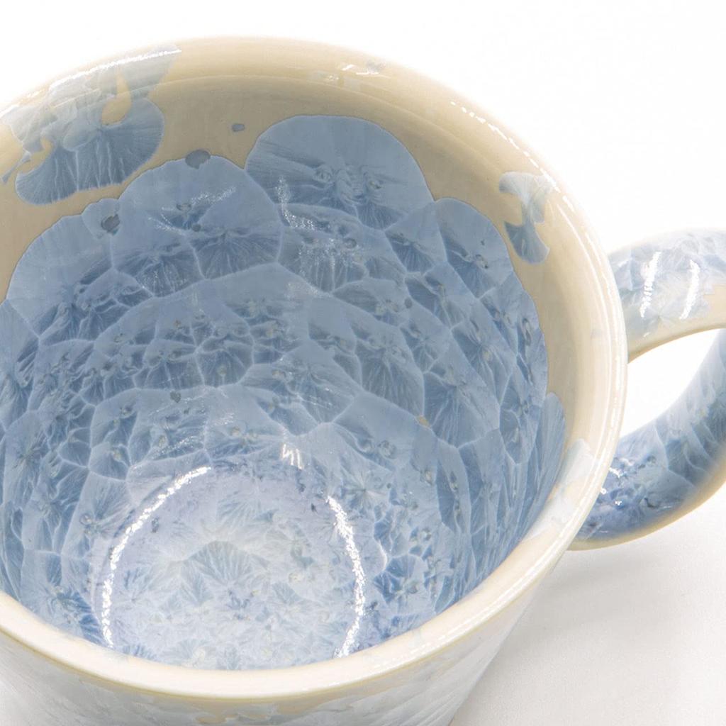 Wired Beans Eternal Mug, Kyoto Ware Flower Crystal Design Coffee Cup, 240ml, In a Japanese Cedar Box (Silver Wisteria)