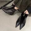 Winter New Brand Women Ankle Boots Fashion Pointed Toe Ladies Elegant Short Boots Square Low Heel Martins-boots