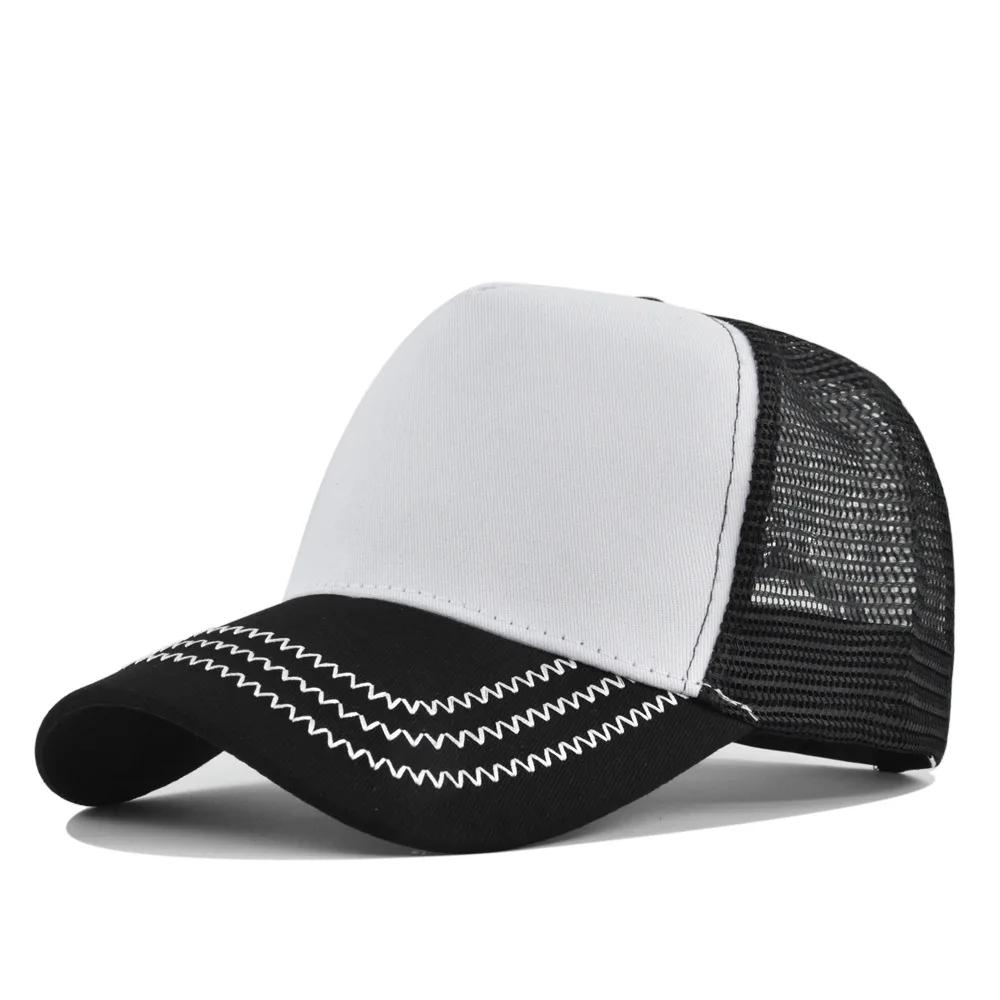 Customized Logo Hard Top 5 Panels Mesh Baseball Cap For Men Women Advertising Cap Breathable Sun Hat Solid Color Visor Gorra