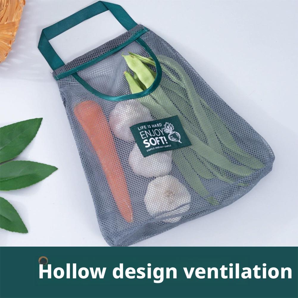 Återanvändbara förvaringspåsar Kökshängande nätpåse Hem Frukt- och grönsaksförvaring Nätpåse för ingefära Vitlök Potatis Lök