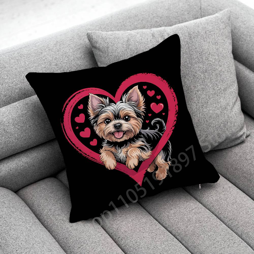 Yorkshire Terrier Dog Puppy Throw Pillow Case For 30x30cm 40x40cm 45x45cm 50x50cm 55x55cm Square Sofa Pillowcase Shell