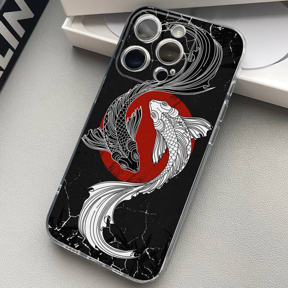 

Арт Рыба Карп Кои Прозрачный Силикон Мягкий ТПУ Чехол для Телефона Для iphone 17 16 15 14 Plus 13 12 Mini 11 Pro Max Чехол Capa iPhone 13 pro