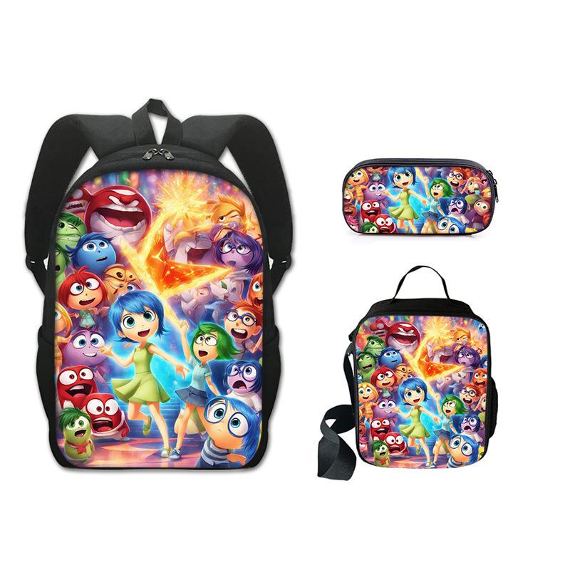 Inside Out 2 Servizio Segreto della Mente 2 Zaino Scolastico Studente Poliestere Monostrato Astuccio Borsa a Tracolla Set da Tre Pezzi