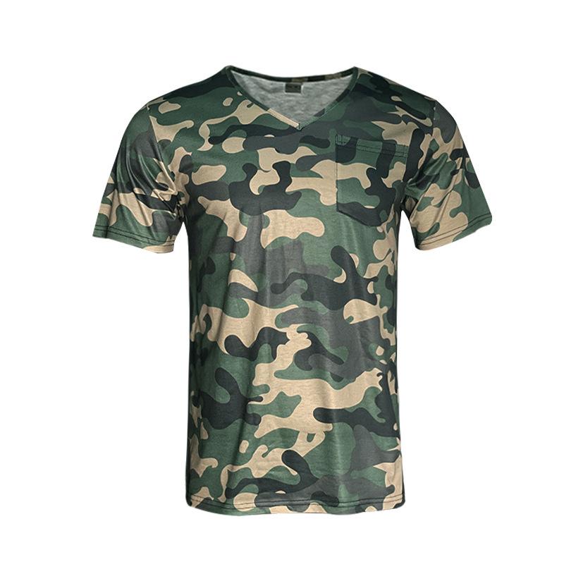 V-neck Slim Sexy Camo Casual Sports Trend Men's T-shirt
