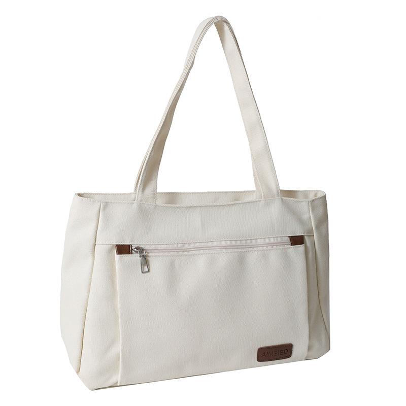 Sac Cabas en Toile Unie pour Étudiantes Suivant les Cours et les Tutorats, Sac à Bandoulière Grande Capacité pour les Trajets et les Loisirs