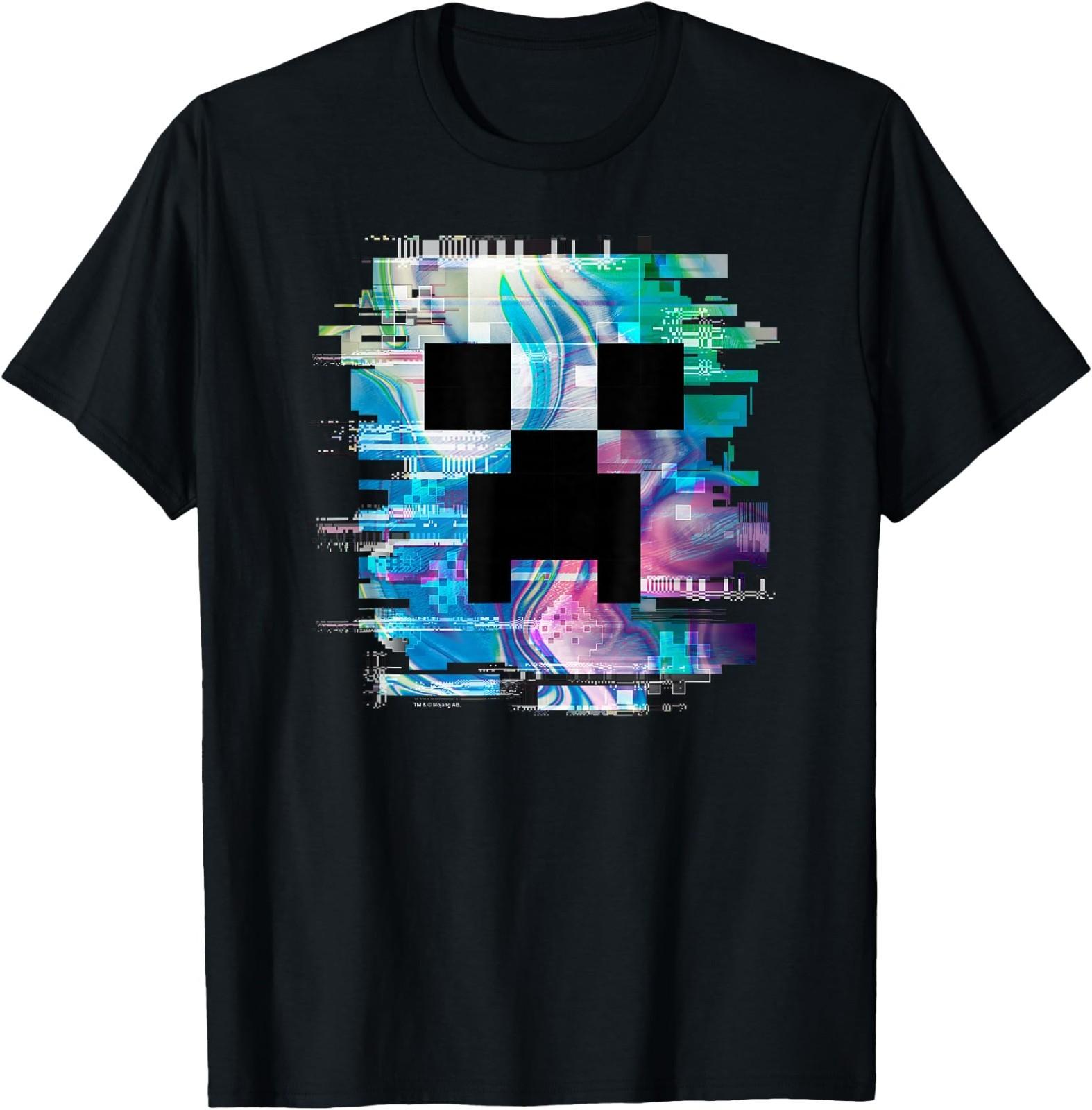 Minecraft Glitched Out Creeper Big Face Logo T-Shirt XXXL