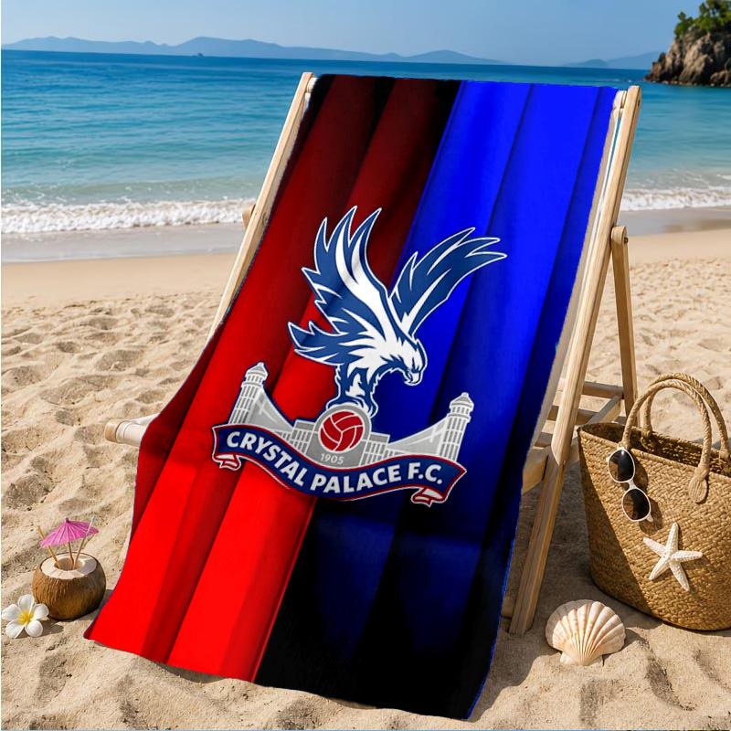 Kristall Fc Wappen Aufgedrucktes Mikrofaser Strandtuch, Weich Und Saugfähig, Schnelltrocknend, Ideal für Sommerreisen, Strand-Essentials, Schwimmbad