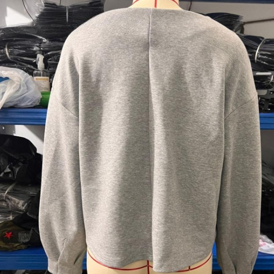 Dobrá látka Zimní mikiny Japonská Jednobarevná Volná Mikina s V-výstřihem a Lucernovými Dlouhými Rukávy pro Ženy