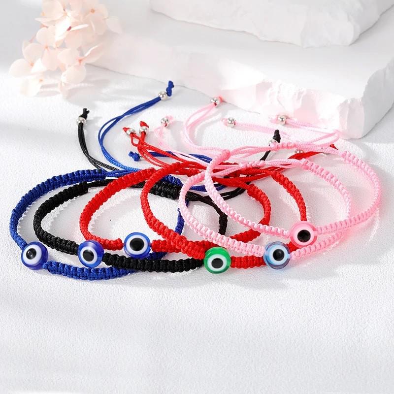Bracciale Occhio di Bue Blu Regolabile - Tessuto a Mano con Popolare Design dell'Occhio del Demone