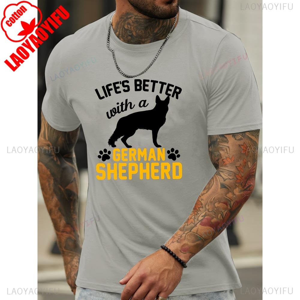 Unique German Shepherd Design Crew Neck T-Shirt Short Sleeve Casual Comfortable Breathable Summer Wear for Men Perfect