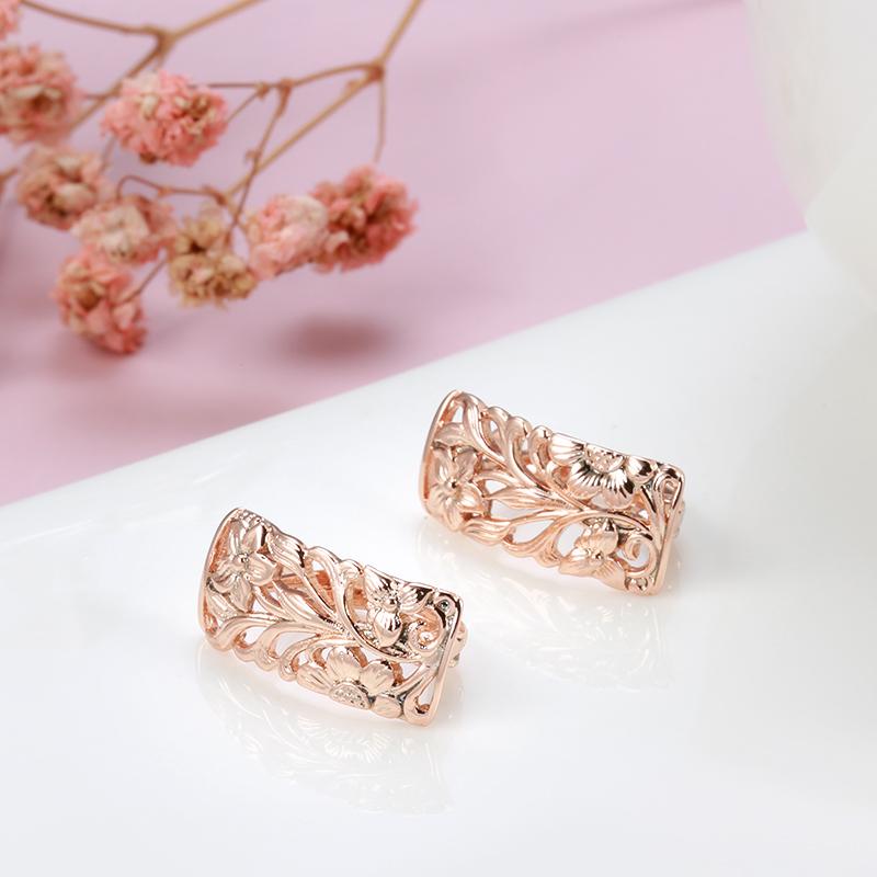 Kinel Rose Gold Color Flower English Earrings For Women