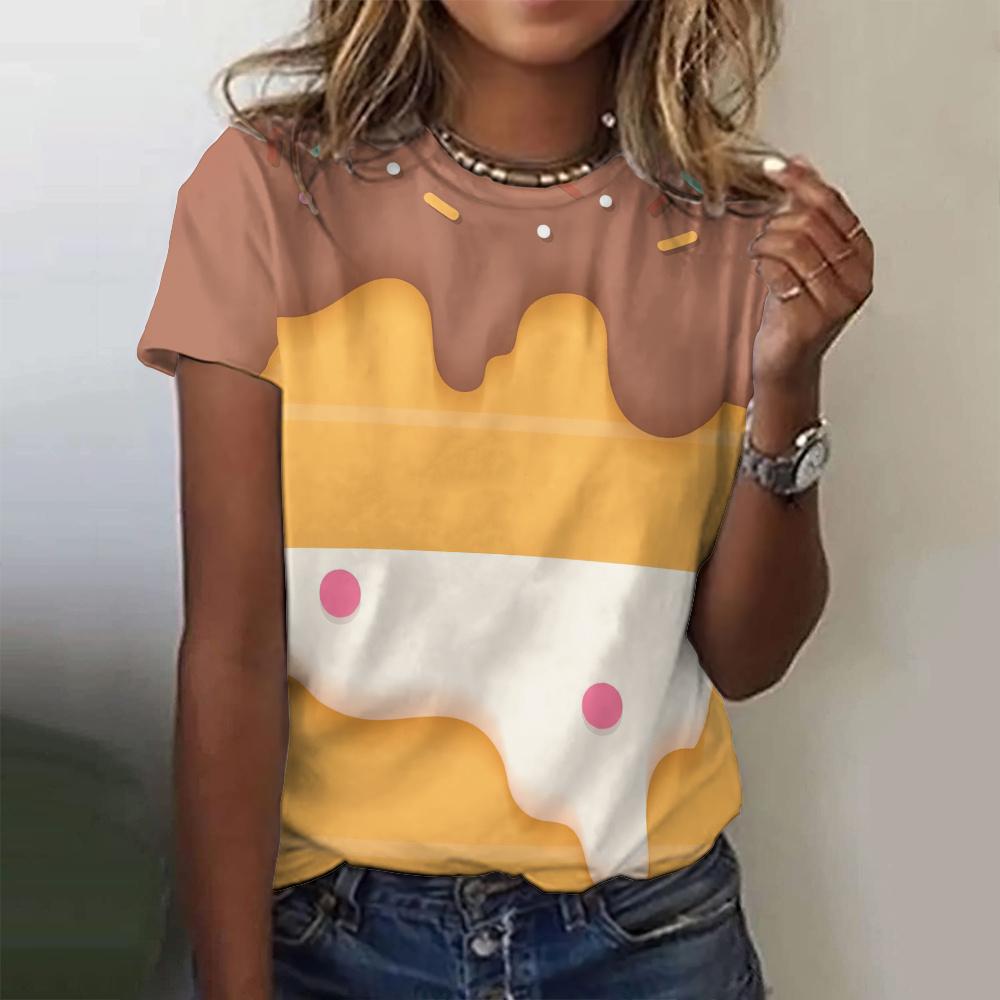 2024 Summer Round Neck Women's T-Shirt Comfortable Loose Short Sleeve Women's Top Fashionable Casual Design T-Shirt