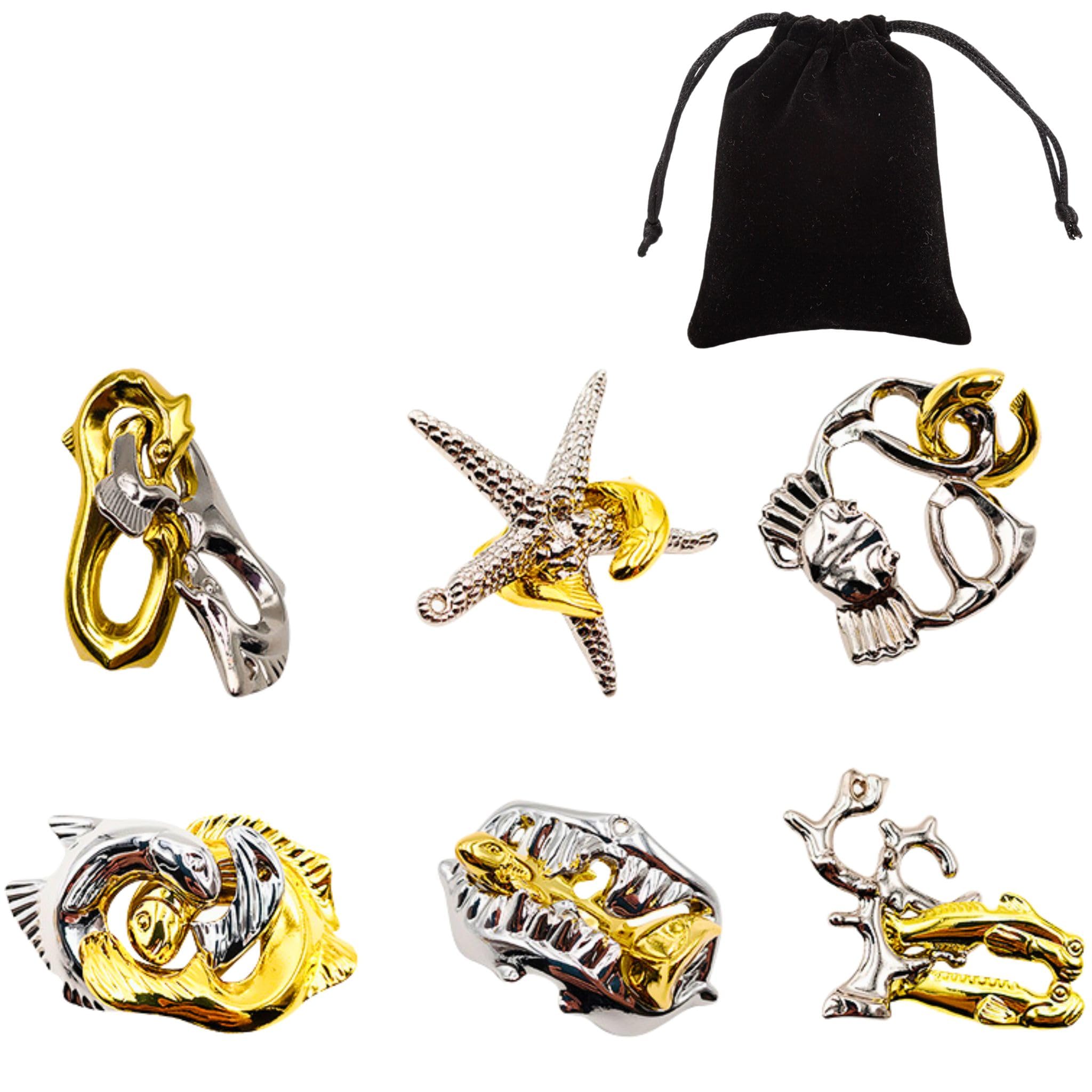 

bath&bath Brain Teaser Ring Puzzle for Adults, Hospitalization, Rehabilitation, Time Killer, Ocean Series, High Difficulty Levels, Storage Bag