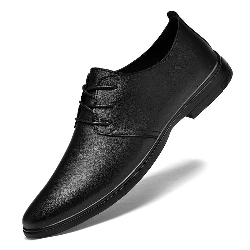 Fashion Lace-Up Oxfords Business Shoe Classic Flats Men Shoes for Wedding Genuine Leather Men Casual Shoes All-match Male Dress Footwear