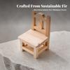 Dollhouse Stool with Backrest Rustic Tiny Wood No Assembly Required