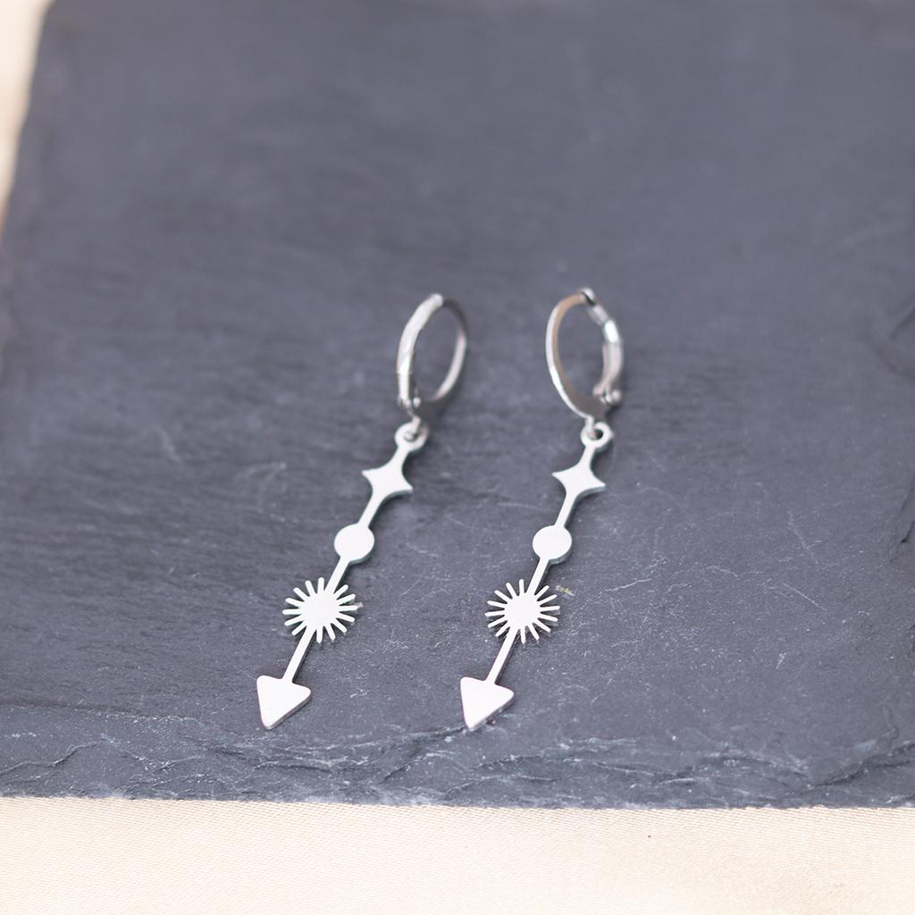 Kinitial Stainless Steel Death Moth Sun Moon Snake Mushroom Cactus Hamsa Hand Horse Earrings For Women Trendy Piercing Jewelry