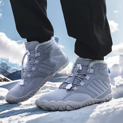 Sapatos de algodão impermeáveis para exterior de inverno, botas de neve quentes empilhadas e espessadas para montanhismo masculino, antiderrapantes e resistentes ao desgaste para homens e mulheres