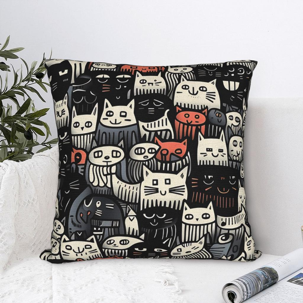 Kittens In the Wild Pillowcase Polyester Cushion Cover Decoration Cats Pattern Pillow Case Cover Sofa Drop Shipping Xcm