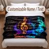 Music General Theme Soft Blanket Personalized Custom Name Text Print Warm Blanket Home Sofa Bedroom Decor