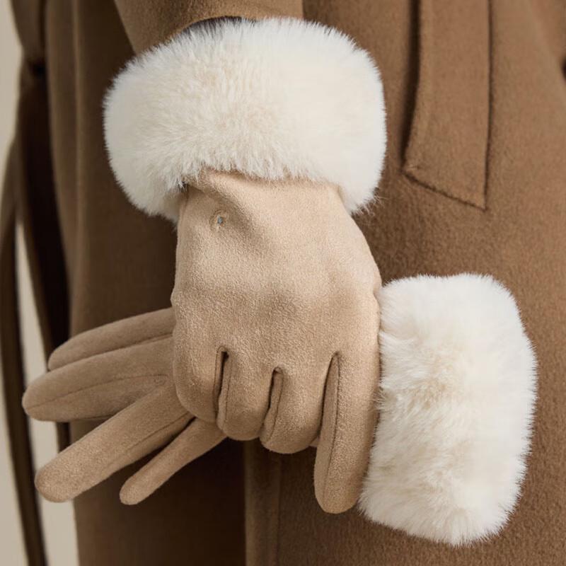 JIUMU Women's Autumn/Winter Suede Warm Touchscreen Gloves