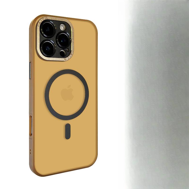 Applicable To IPhone16proMax Frosted Magnetic Suction Phone Case Apple 15 Metal Mirror Anti-fall 14 Laiming Protective Case