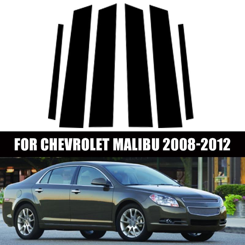 6 Pezzi Copertura Decorativa Montante B C Colonna Porta Finestrino Auto Nera Lucida Adesivi PC Accessori Adatti Per Chevrolet Malibu 2008-2012