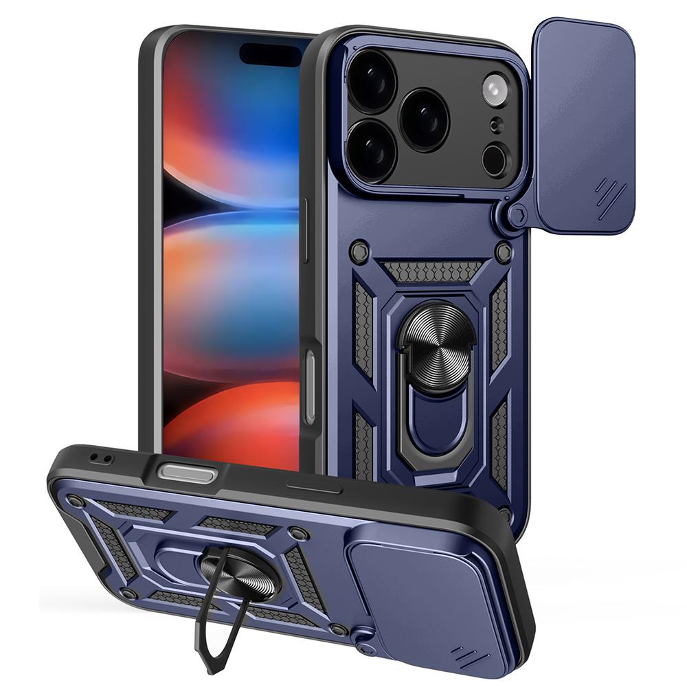 AMORUS For iPhone 17 Pro Max Case Kickstand PC+TPU Phone Cover with Camera Lens Slider
