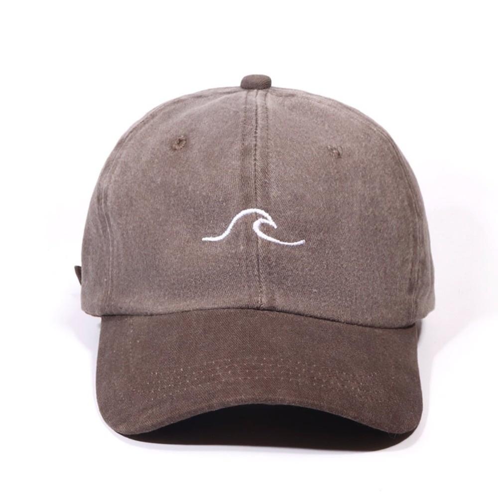 Fashion Wave Pattern Embroidery Baseball Hat Wide Brim Solid Color Duck Tongue Hat Casual Sun Hat Women