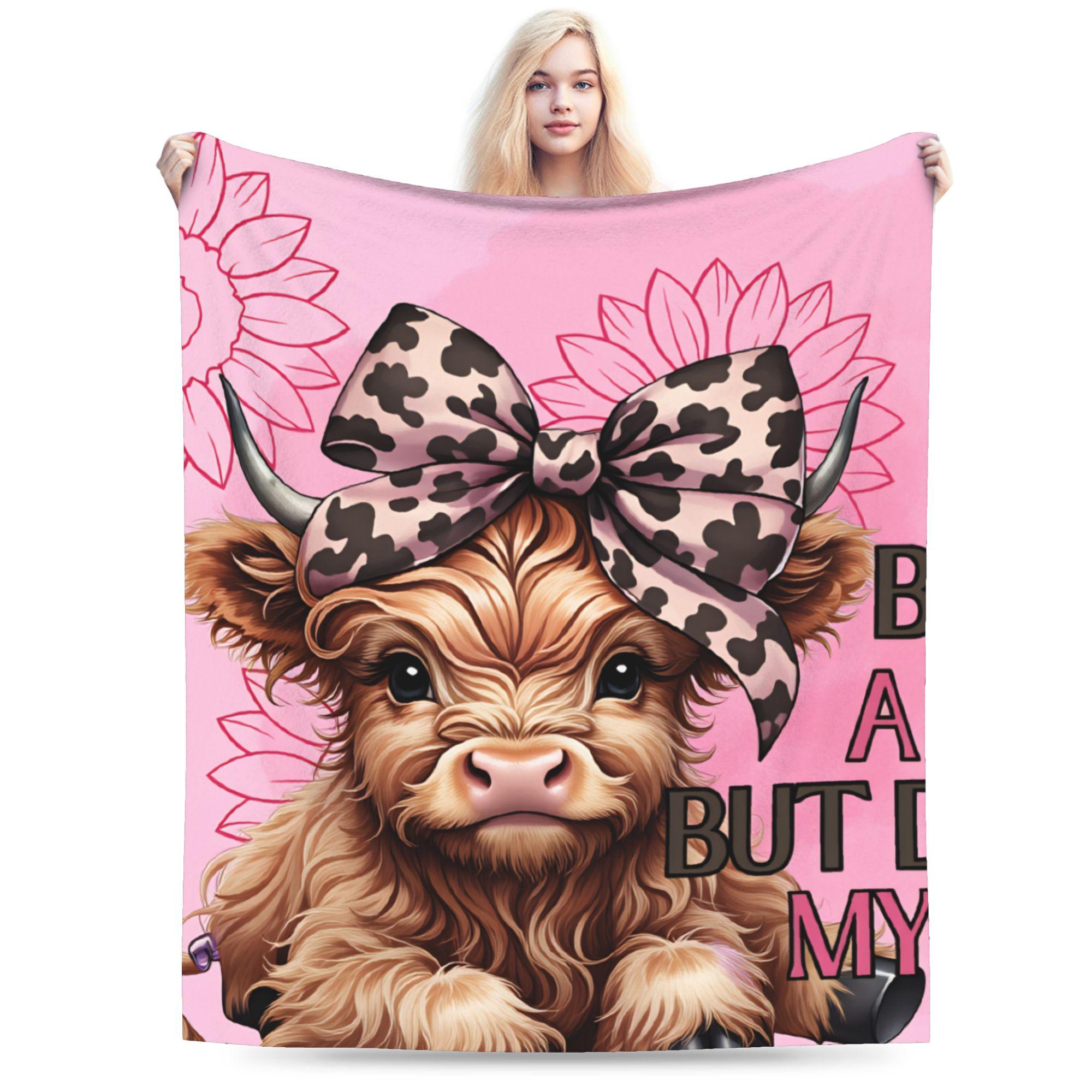 Highland Cow Themed Warm Soft Blanket  Students Plush Throw Blanket Comfortable Couch Bed Flannel Bedspread Sofa Bed Cover 30x40in