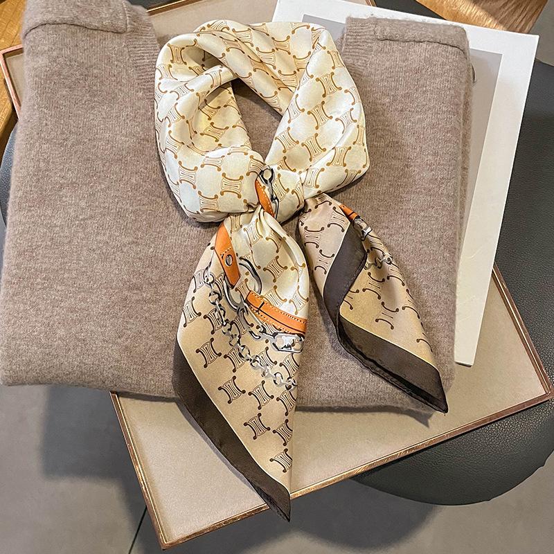 Small Square Scarf Silk Scarf Women's 71x71 Korean Versatile Decoration with Suit Shirt Professional Scarf Neck Protection Thin Scarf