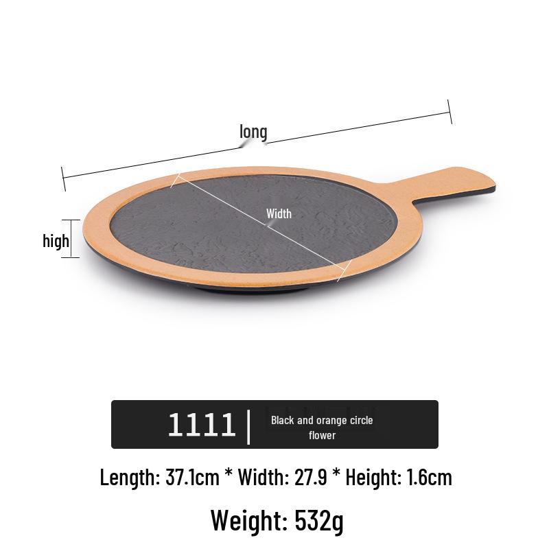Creative Melamine Plate with Handle - Japanese Imitation Porcelain for Pizza, Steak, and Barbecue