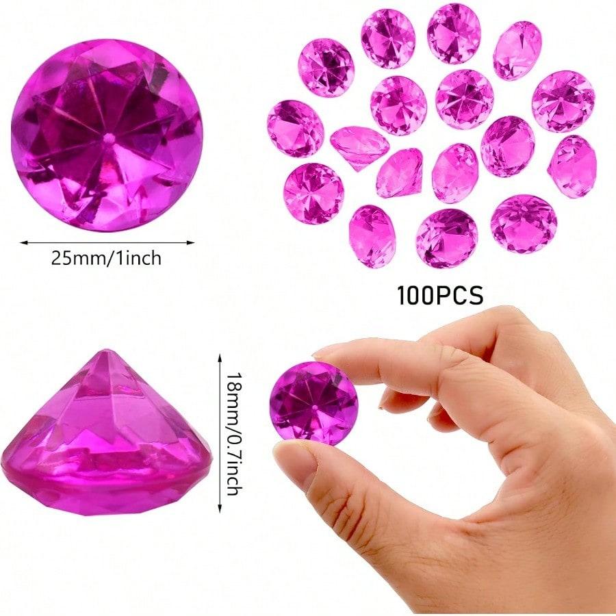 LYHLYA Paket med 100 Ädelstenar för Barn, Akryldiamanter, 25 mm, Dekorativa Diamanter, Akrylädelstenar, Falska Ädelstenar för Vasfyllning