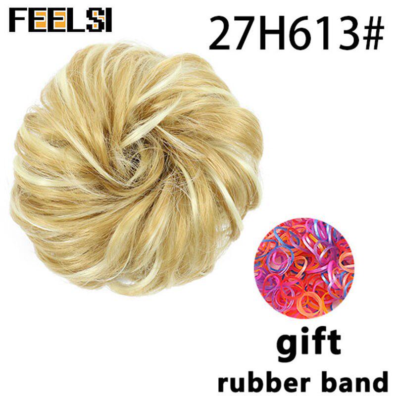 Chignon ondulat de damă cu bandă elastică de cauciuc Scrunchie sintetic pentru păr înfășurat Coc dezordonat posturi