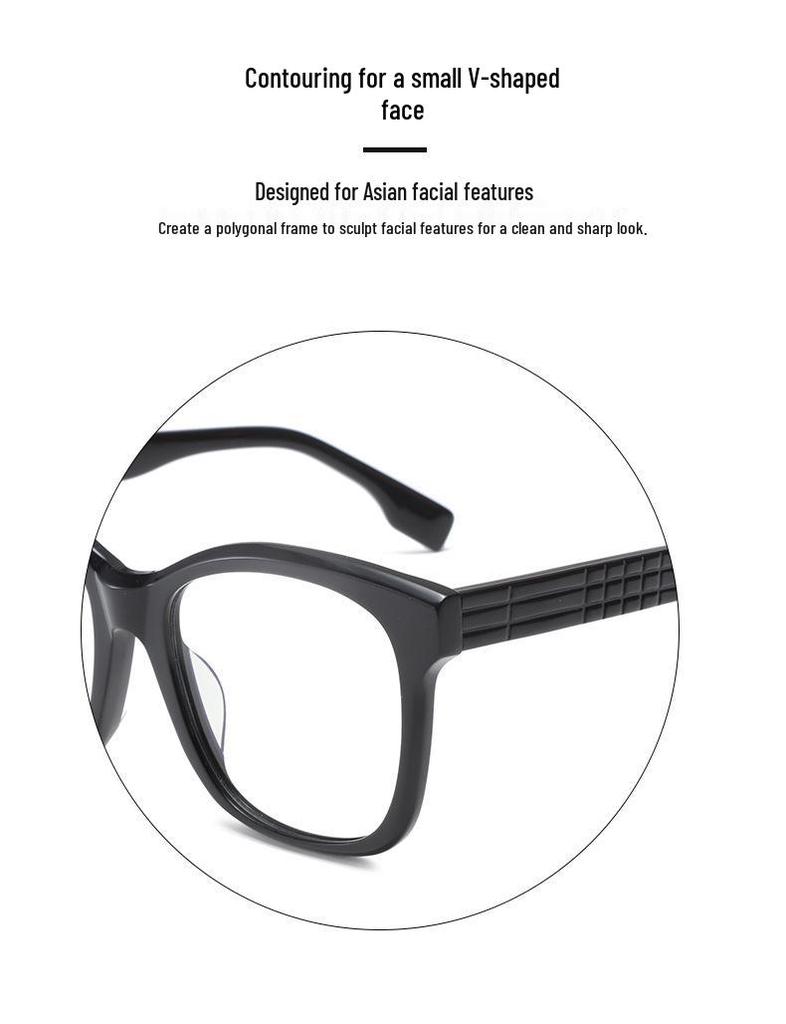 Huang Yimei's Round Acetate Glasses: Anti-Blue Light, Myopia-Friendly, Unisex Style for a Slimmer Face.
