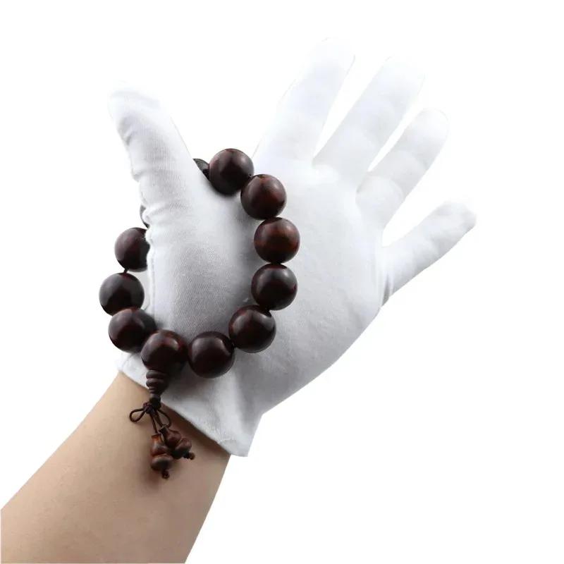 12Pairs White Cotton Work Gloves for Dry Hands Handling Film SPA Gloves Ceremonial High Stretch Gloves Household Cleaning Tools