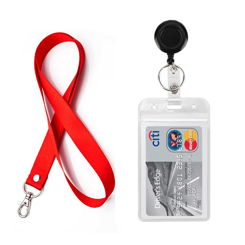 Name Card Holder Keychain Staff Accessories Badges Set Lanyard ID Card Holder Neck Strap Business Card Holde Key Holder Landyard