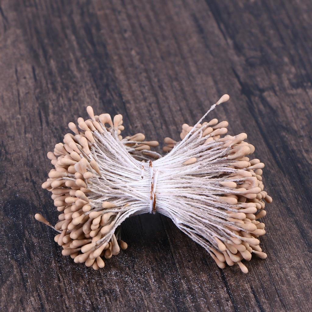 400Pcs Fake Flower Stamens Pearlized Double Ended for Crafting Floral Arrangements Scrapbooking Ladybug Bee Antenna Decor Pink