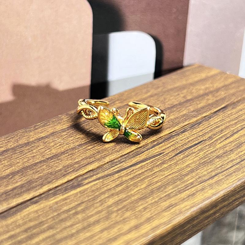 2026 Sweet and Cool Colorful Drip Glaze Temperament Court Style Retro Ring Female Flower Niche Ring