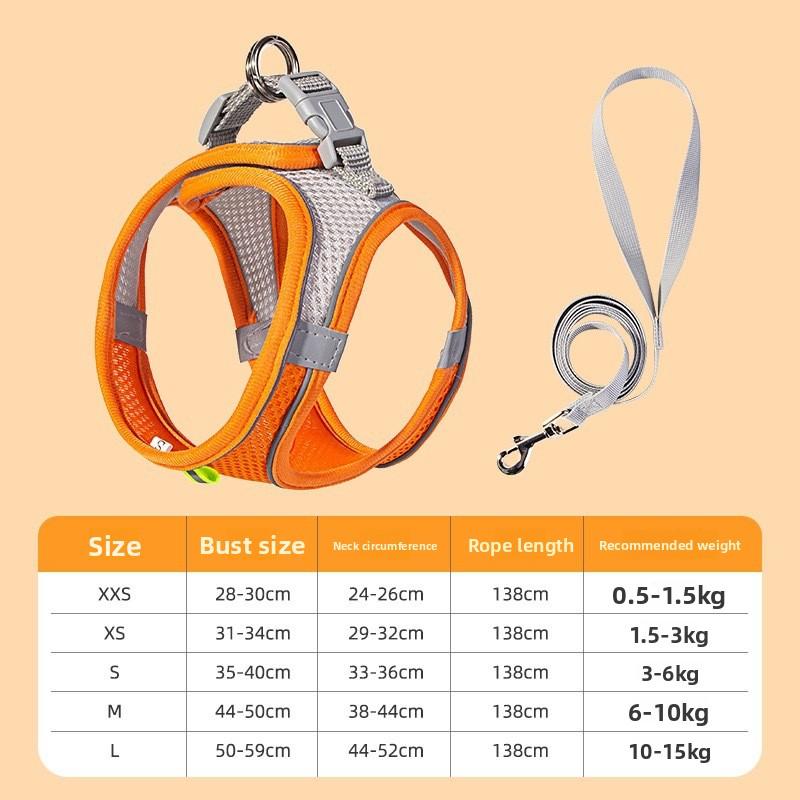 

Регулируемый кошачий поводок, Кошачий поводок, Кошачий поводок, Специальный для предотвращения свободного побега при выгуле L оранжевый/серый