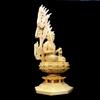 Acala Buddha Statue, Wood Carving, Buddhist Altar Figurine, Guardian Deity, Prayer, Protection from Evil, Octagonal Base, Flame Halo (28cm, Cypress