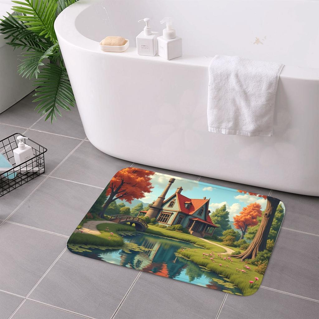 1PC Countryside Cottage Kitchen Rug Non-Slip Door Mat Pop Design Bathroom Rug Bath Mat Carpet for Home Sink Laundry Ecoreeree