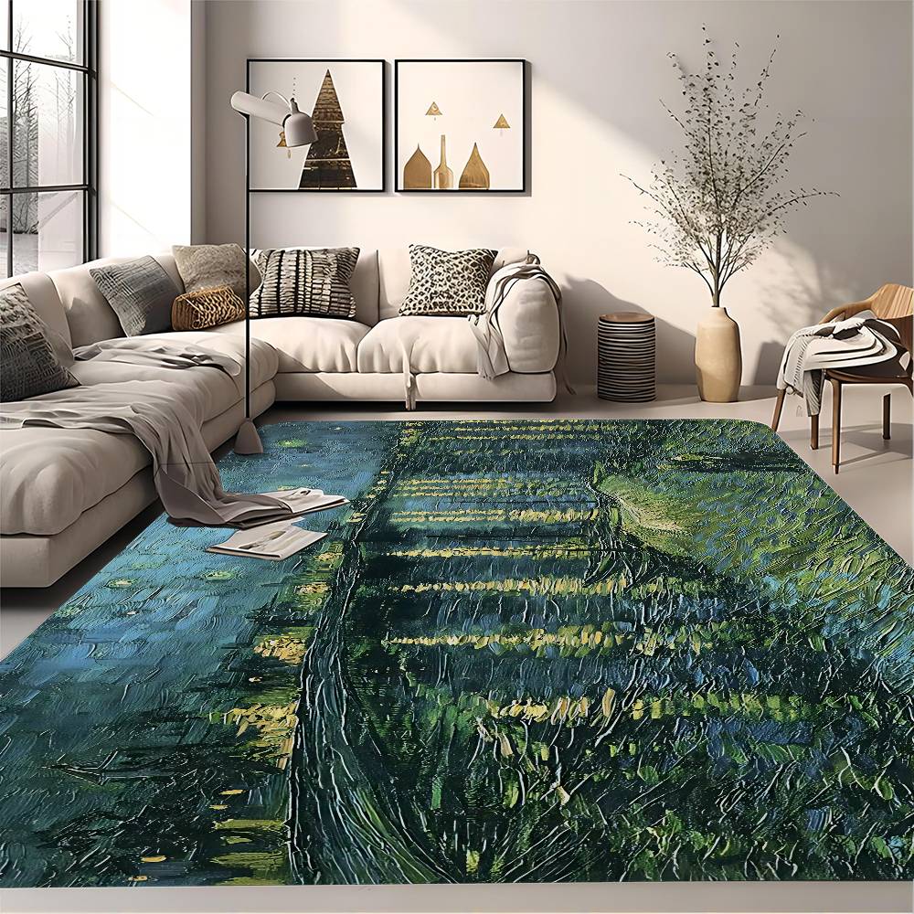 Van Gogh Oil Paintings Floor Mat Anti-slip Absorb Water Long Strip Cushion Bedroon Mat Alfombra