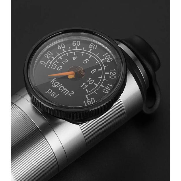 ROCKBROS 160psi Bike Pump Aluminium Alloy CNC Manual Air Inflator Pumps Barometer AV/FV Valve Ultralight Portable Bicycle Pump