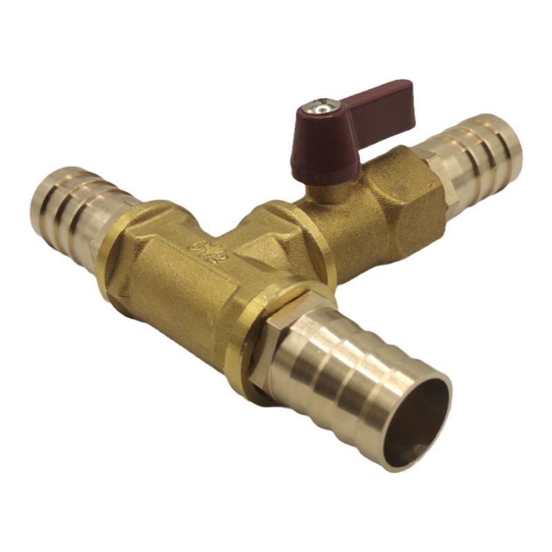 Brass Push-to-Connect Ball Valve Reducing Tee for Water Pipes (Sizes: 6/8/10/12/14/16mm)