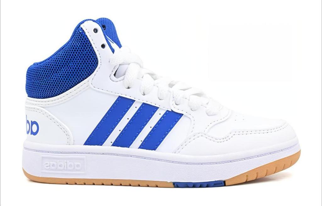 Adidas Neo Hoops Mid 3.0 K Slip Resistant Abrasion Resistant Mid top Children's Basketball Shoes White Blue Kids' IE0222