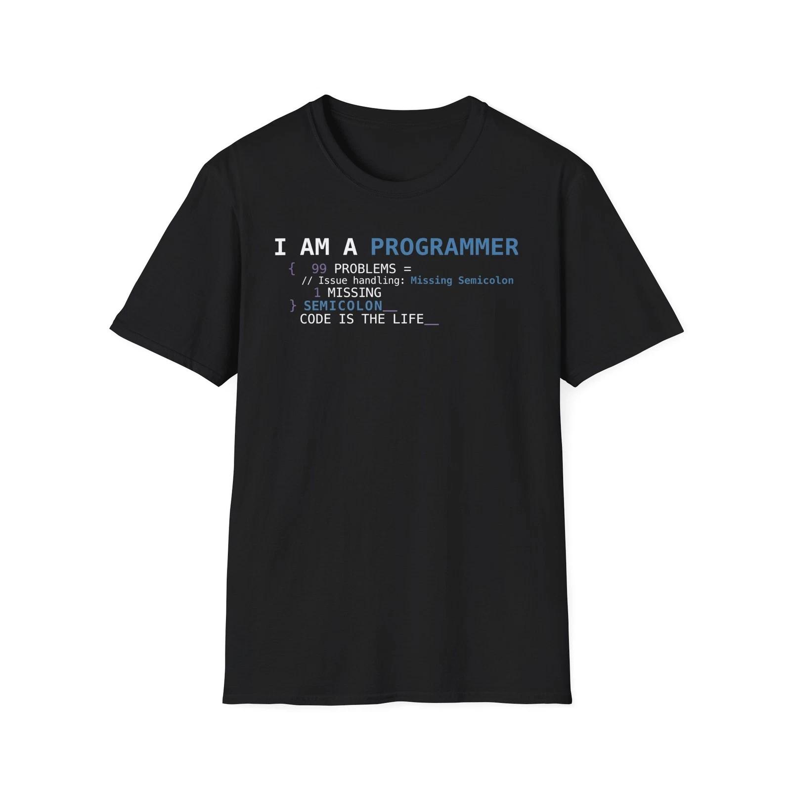 Programmer Shirt Missing Semicolon Funny Coding Developer Unisex T-shirt Tee S
