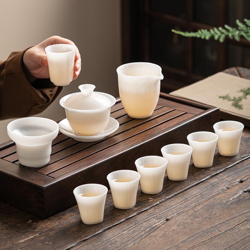 High-end Ice Seed Jade Porcelain Tea Set Gift Box with Hand Gift Business Company Wine Industry High-end Gifts