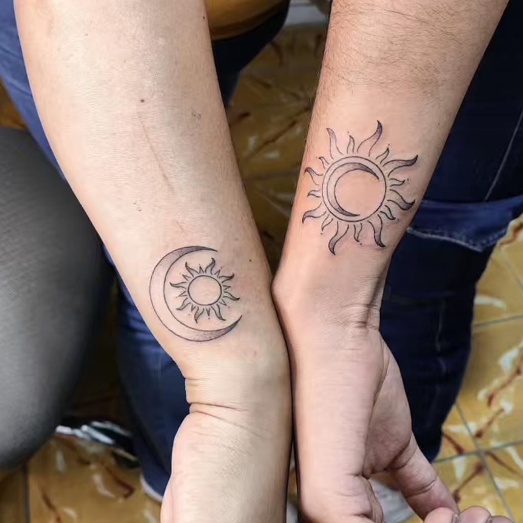 Advanced Sense Thorns Sun Moon Lotus Totem Crown Butterfly Love Flower Arm Waist Tattoo Sticker